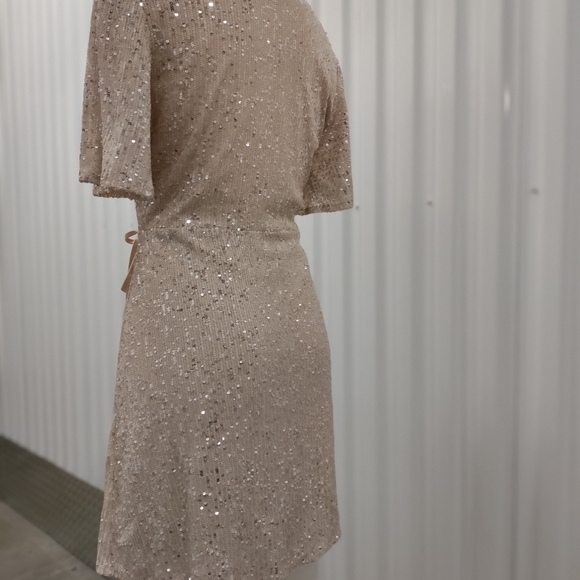 She & Sky Sequin Short Sleeve Wrap Dress size M - Picture 7 of 14